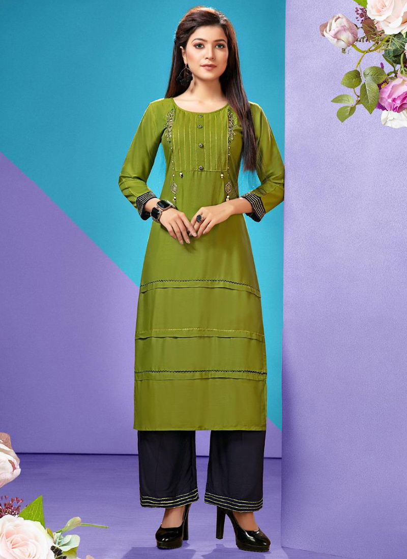 Hayat Latest Designer Rayon Top Hand Work Plazo Kurti Collection 001-008